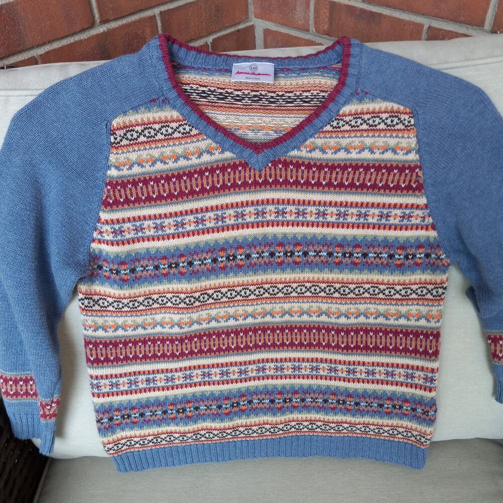 HANNA ANDERSSON Nordic Print V-Neck Knit Sweater Size 120 US Size 6 - Picture 6 of 6